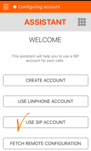 iOS Linphone Step1